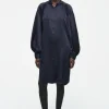 COS PLEATED-DETAIL SATIN MIDI DRESS-Women Dresses & Jumpsuits