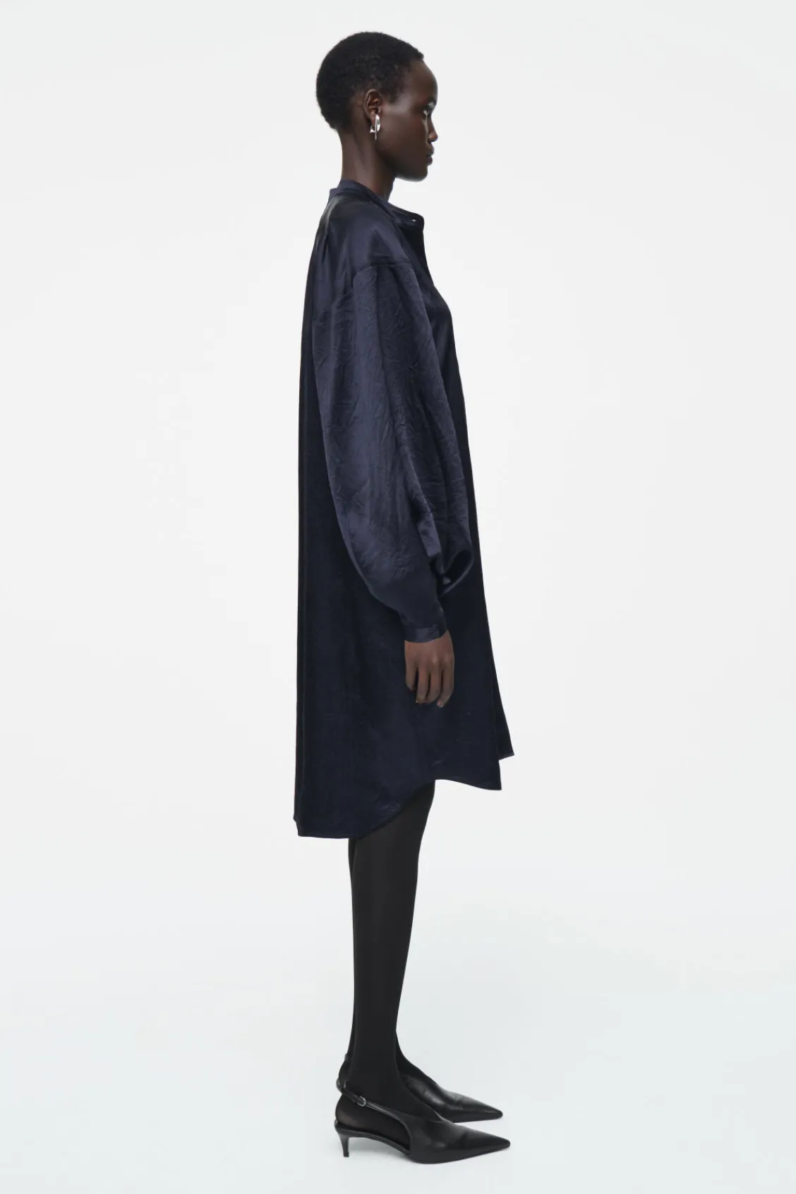 COS PLEATED-DETAIL SATIN MIDI DRESS-Women Dresses & Jumpsuits