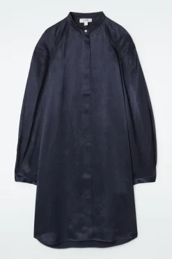 COS PLEATED-DETAIL SATIN MIDI DRESS-Women Dresses & Jumpsuits