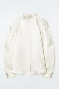 COS PLEATED-DETAIL SATIN SHIRT-Women Shirts & Blouses | Tops