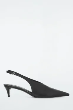 COS POINTED LEATHER SLINGBACK KITTEN HEELS-Women Shoes