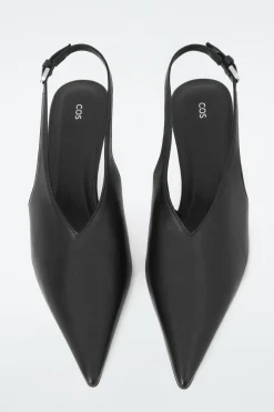 COS POINTED LEATHER SLINGBACK KITTEN HEELS-Women Shoes