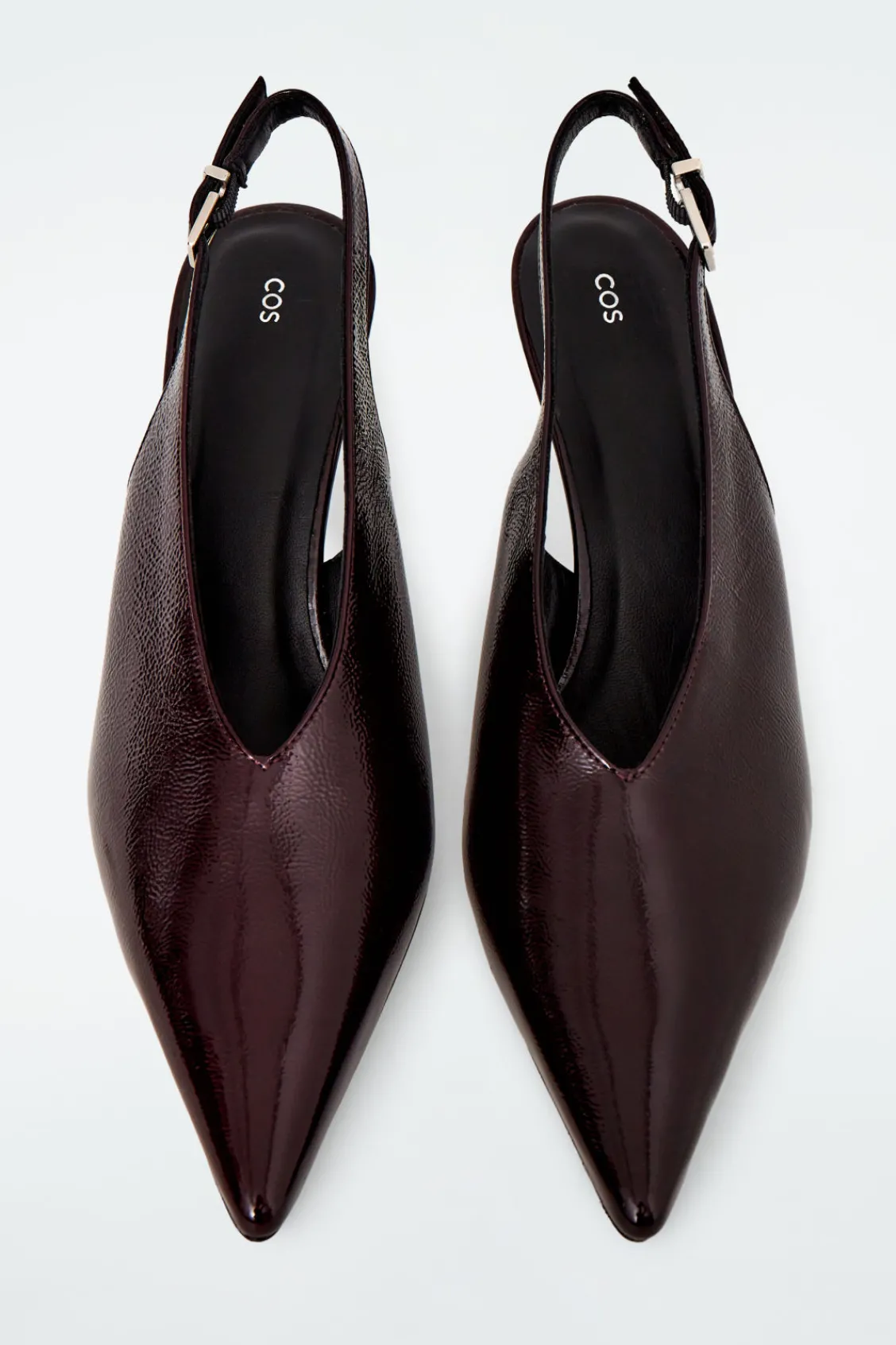 COS POINTED PATENT-LEATHER SLINGBACK PUMPS-Women Shoes