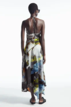 COS PRINTED ASYMMETRIC MIDI DRESS-Women Dresses & Jumpsuits
