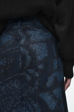 COS PRINTED DENIM A-LINE MIDI SKIRT-Women Skirts