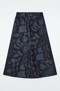 COS PRINTED DENIM A-LINE MIDI SKIRT-Women Skirts