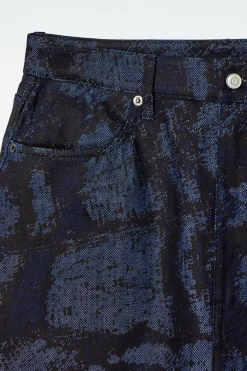 COS PRINTED DENIM A-LINE MIDI SKIRT-Women Skirts