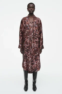 COS PRINTED SCARF-DETAIL MIDI DRESS-Women Dresses & Jumpsuits