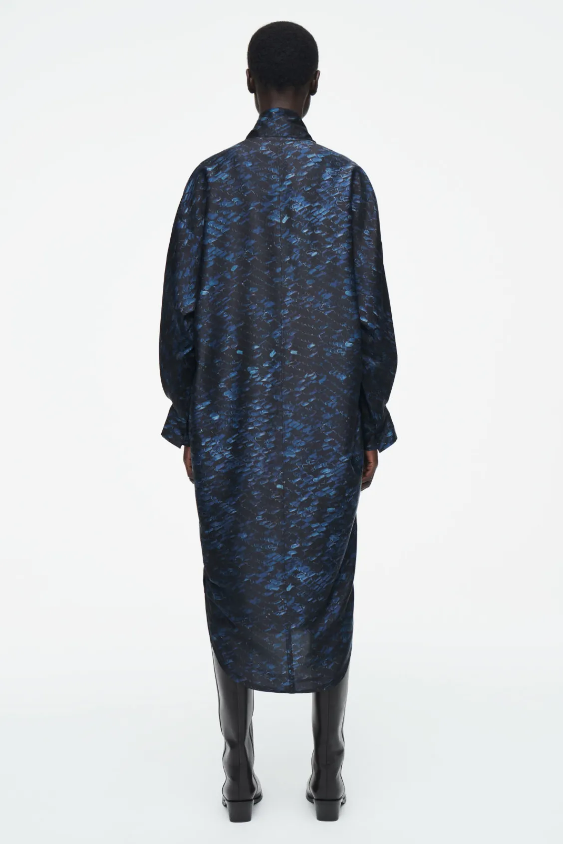COS PRINTED SCARF-DETAIL MIDI DRESS-Women Dresses & Jumpsuits