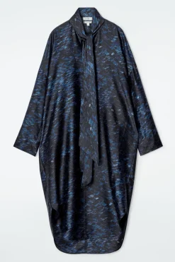 COS PRINTED SCARF-DETAIL MIDI DRESS-Women Dresses & Jumpsuits