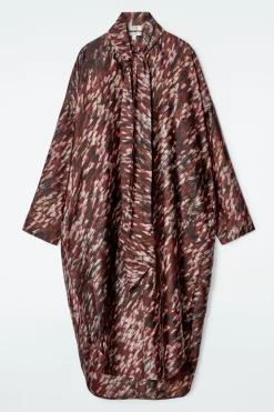 COS PRINTED SCARF-DETAIL MIDI DRESS-Women Dresses & Jumpsuits