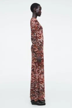 COS PRINTED SEMI-SHEER KNITTED MAXI DRESS-Women Dresses & Jumpsuits | Sweaters & Cardigans
