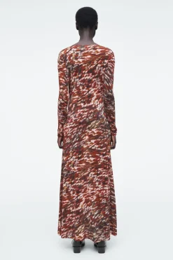 COS PRINTED SEMI-SHEER KNITTED MAXI DRESS-Women Dresses & Jumpsuits | Sweaters & Cardigans