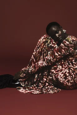 COS PRINTED SEMI-SHEER KNITTED MAXI DRESS-Women Dresses & Jumpsuits | Sweaters & Cardigans