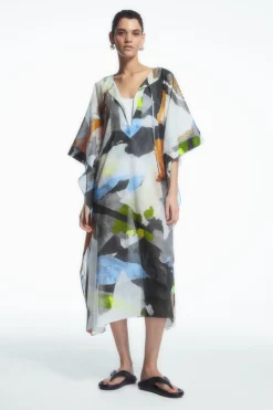 COS PRINTED TIE-DETAIL KAFTAN-Women Dresses & Jumpsuits