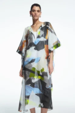 COS PRINTED TIE-DETAIL KAFTAN-Women Dresses & Jumpsuits