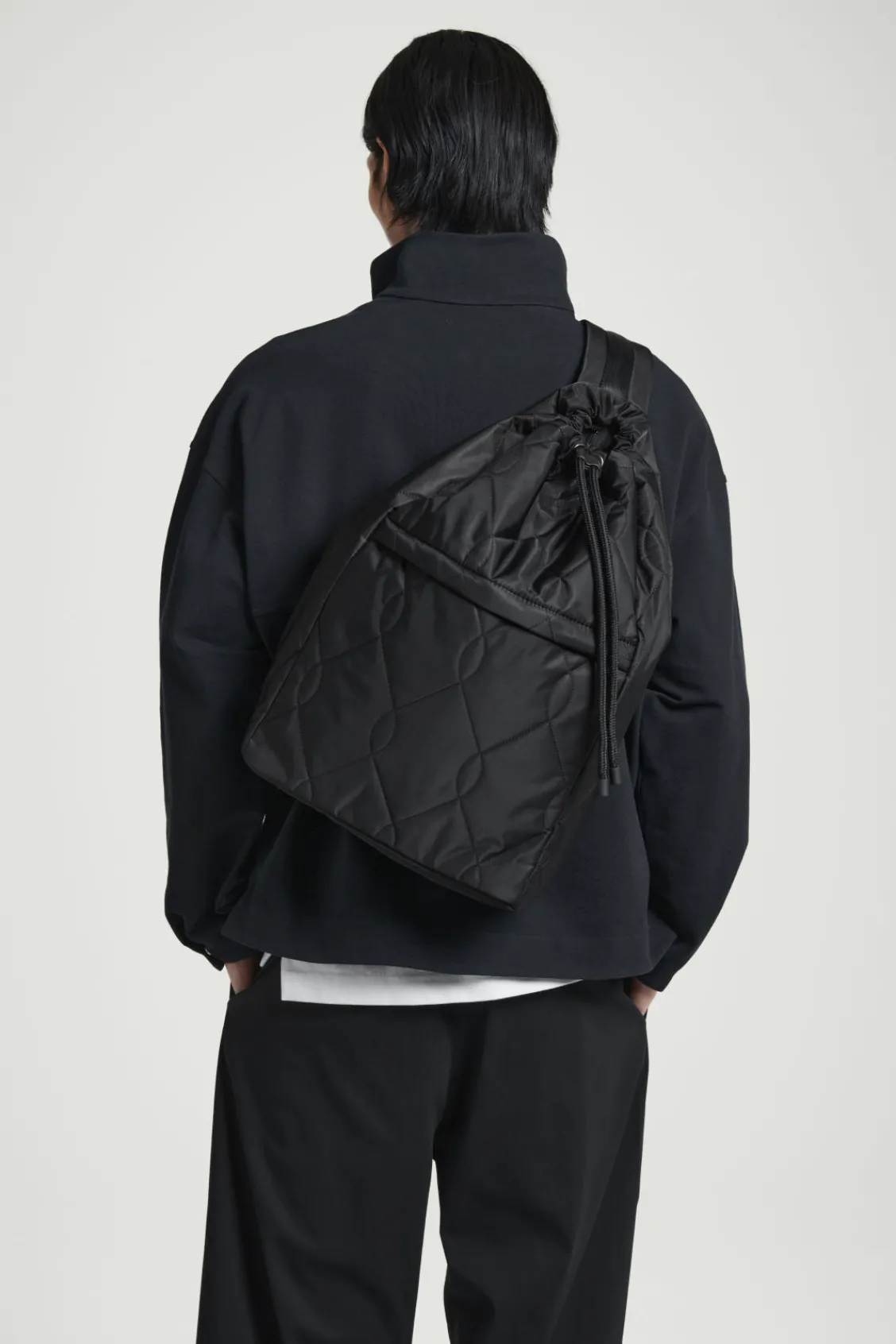 COS QUILTED DRAWSTRING SLING DUFFLE BAG - NYLON- Bags & Wallets