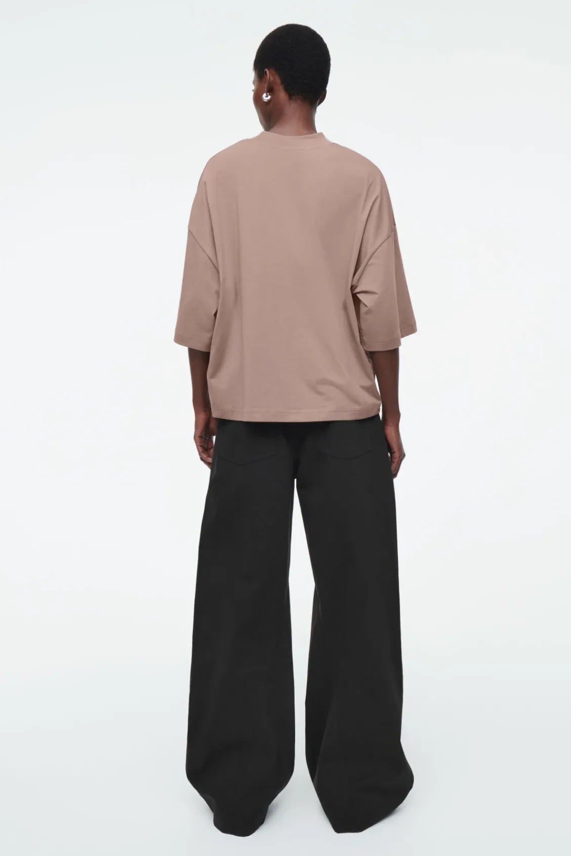COS REGULAR BOXY MOCK-NECK T-SHIRT-Women Tops