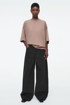 COS REGULAR BOXY MOCK-NECK T-SHIRT-Women Tops