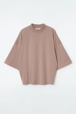 COS REGULAR BOXY MOCK-NECK T-SHIRT-Women Tops