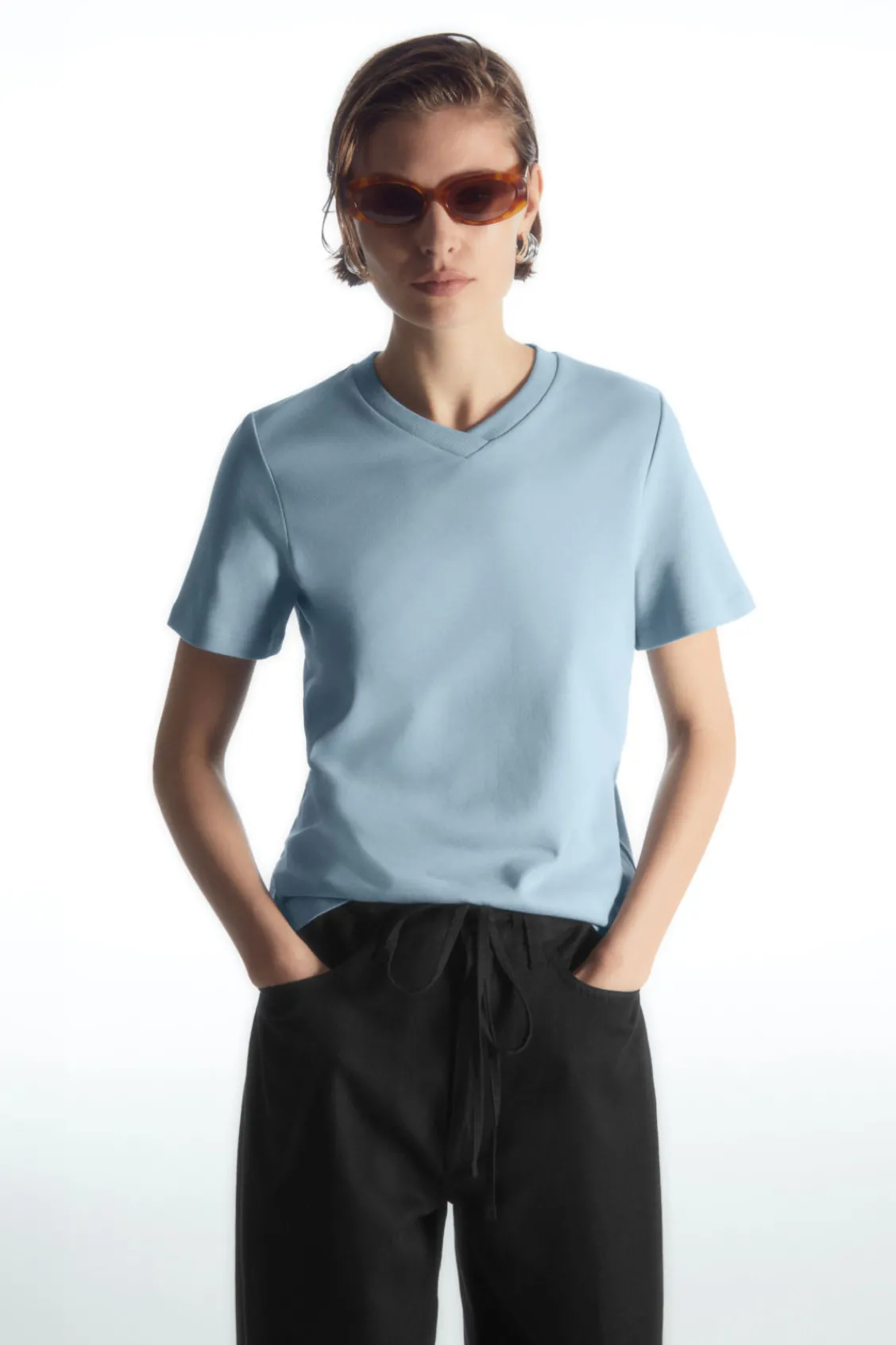 COS REGULAR BOXY V-NECK T-SHIRT-Women T-Shirts | Tops