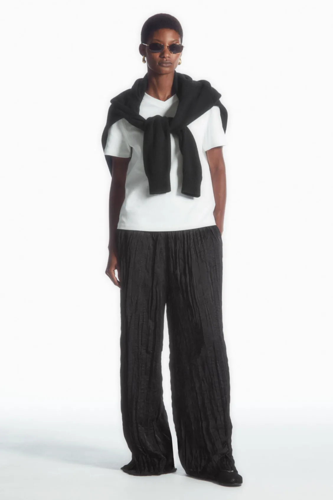 COS REGULAR BOXY V-NECK T-SHIRT-Women Tops