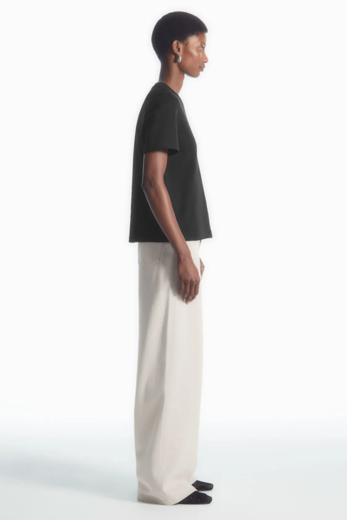 COS REGULAR BOXY V-NECK T-SHIRT-Women Tops