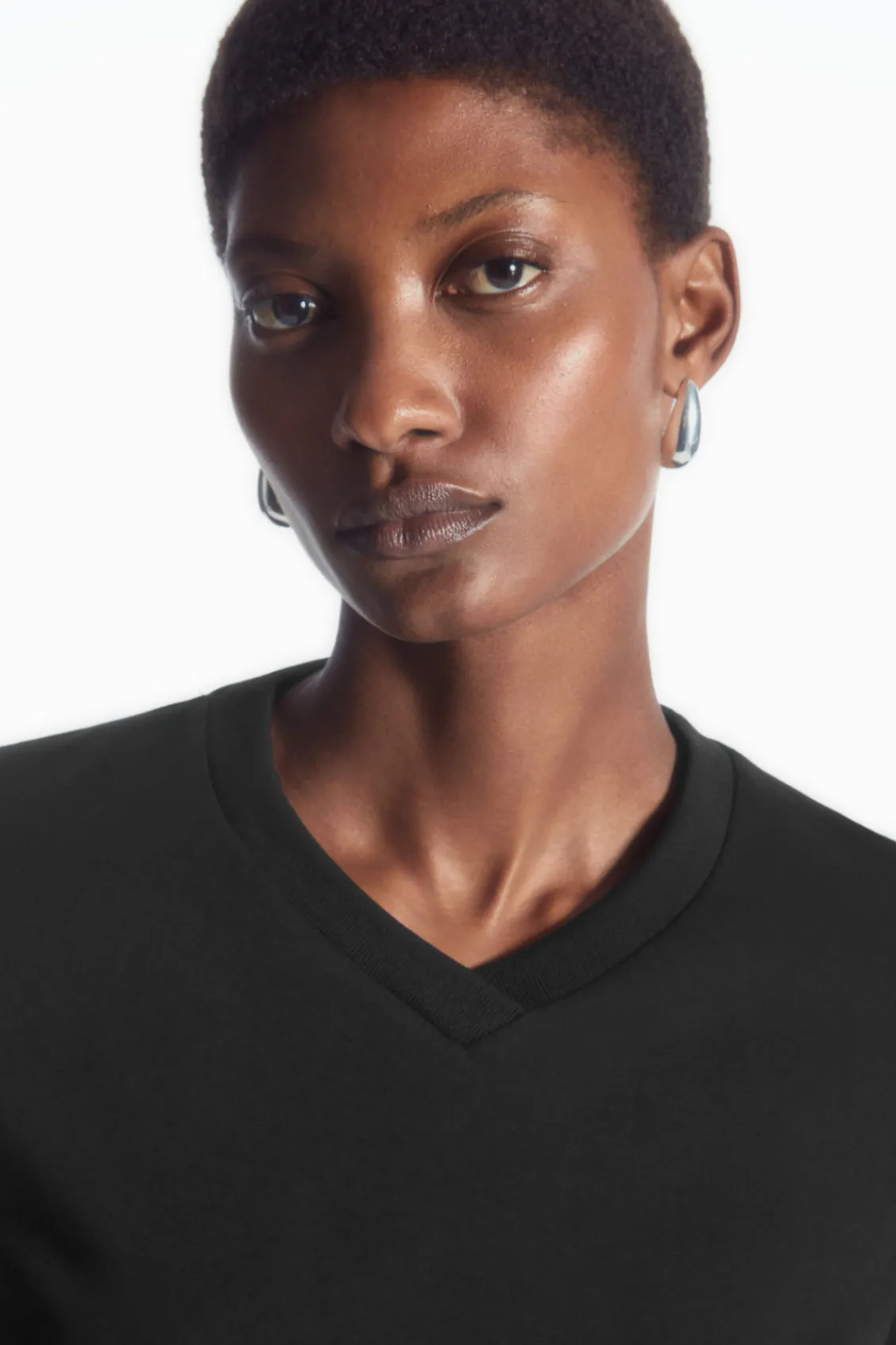 COS REGULAR BOXY V-NECK T-SHIRT-Women Tops