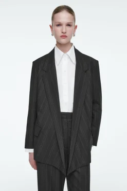 COS REGULAR DRAPED PINSTRIPED BLAZER-Women Vests & Tailoring | Coats & Jackets