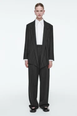 COS REGULAR DRAPED PINSTRIPED BLAZER-Women Vests & Tailoring | Coats & Jackets