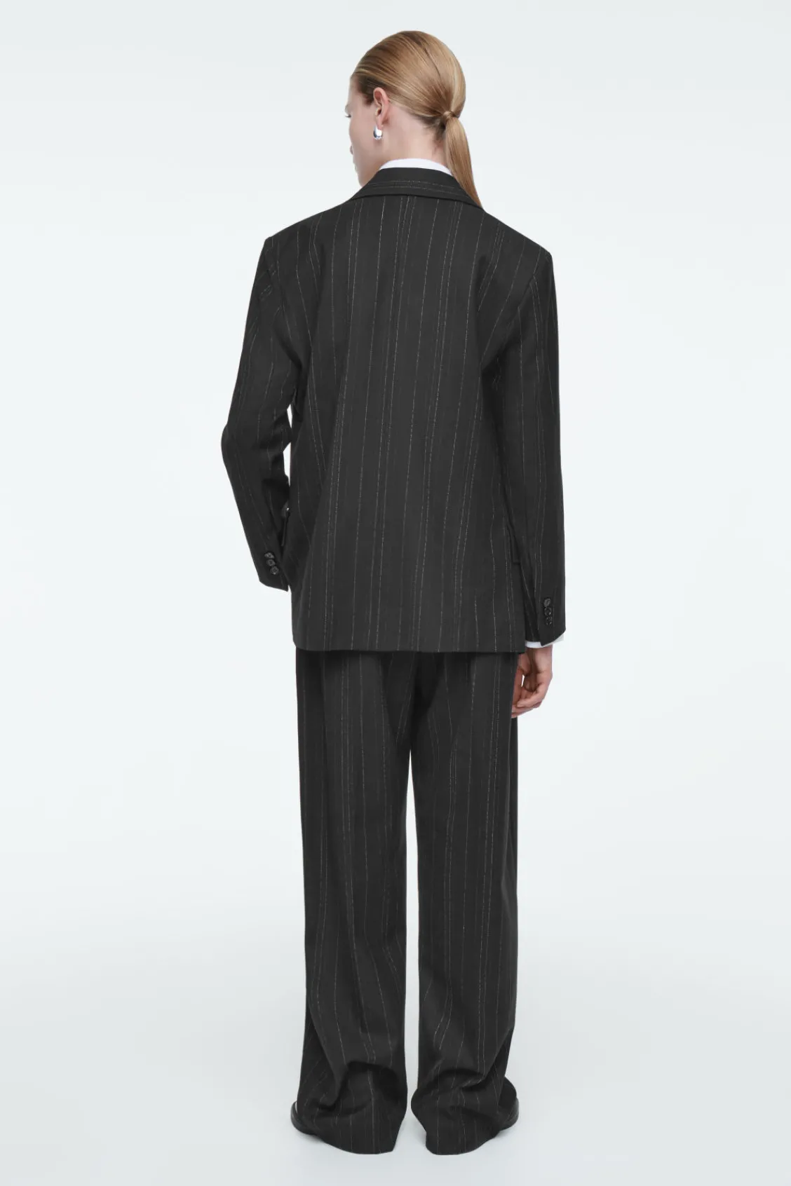 COS REGULAR DRAPED PINSTRIPED BLAZER-Women Vests & Tailoring | Coats & Jackets