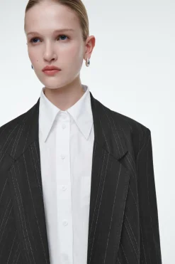 COS REGULAR DRAPED PINSTRIPED BLAZER-Women Vests & Tailoring | Coats & Jackets