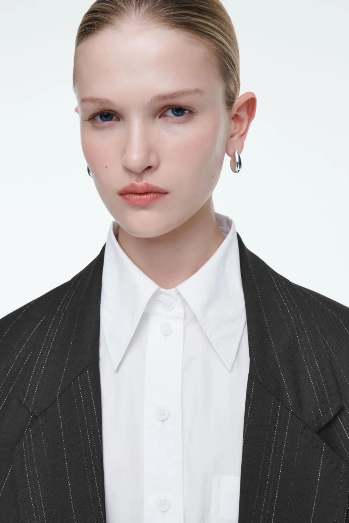 COS REGULAR DRAPED PINSTRIPED BLAZER-Women Vests & Tailoring | Coats & Jackets