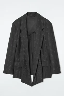 COS REGULAR DRAPED PINSTRIPED BLAZER-Women Vests & Tailoring | Coats & Jackets