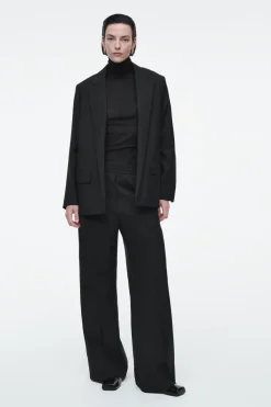 COS REGULAR ELASTICATED WOOL STRAIGHT-LEG PANTS-Women Vests & Tailoring | Pants
