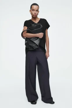 COS REGULAR ELASTICATED WOOL STRAIGHT-LEG PANTS-Women Pants
