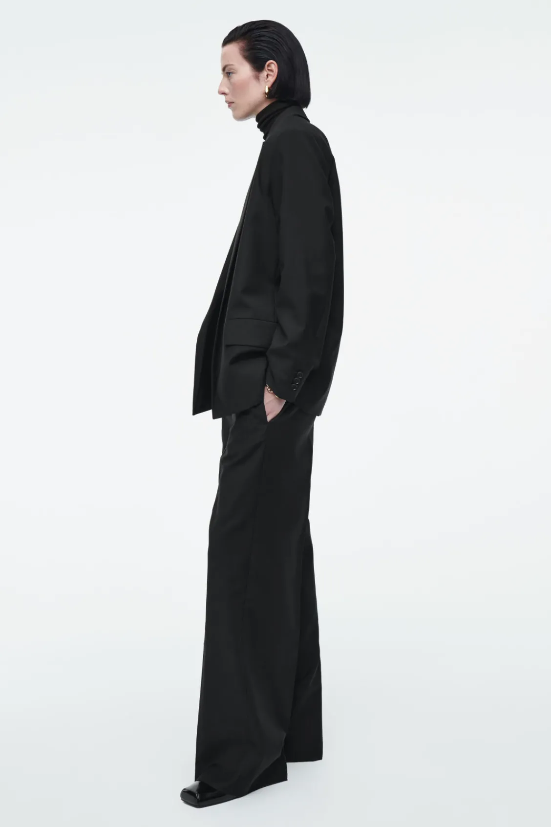 COS REGULAR ELASTICATED WOOL STRAIGHT-LEG PANTS-Women Vests & Tailoring | Pants