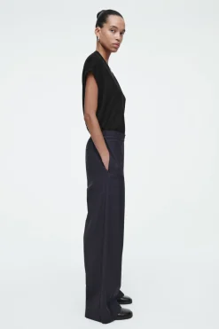COS REGULAR ELASTICATED WOOL STRAIGHT-LEG PANTS-Women Pants