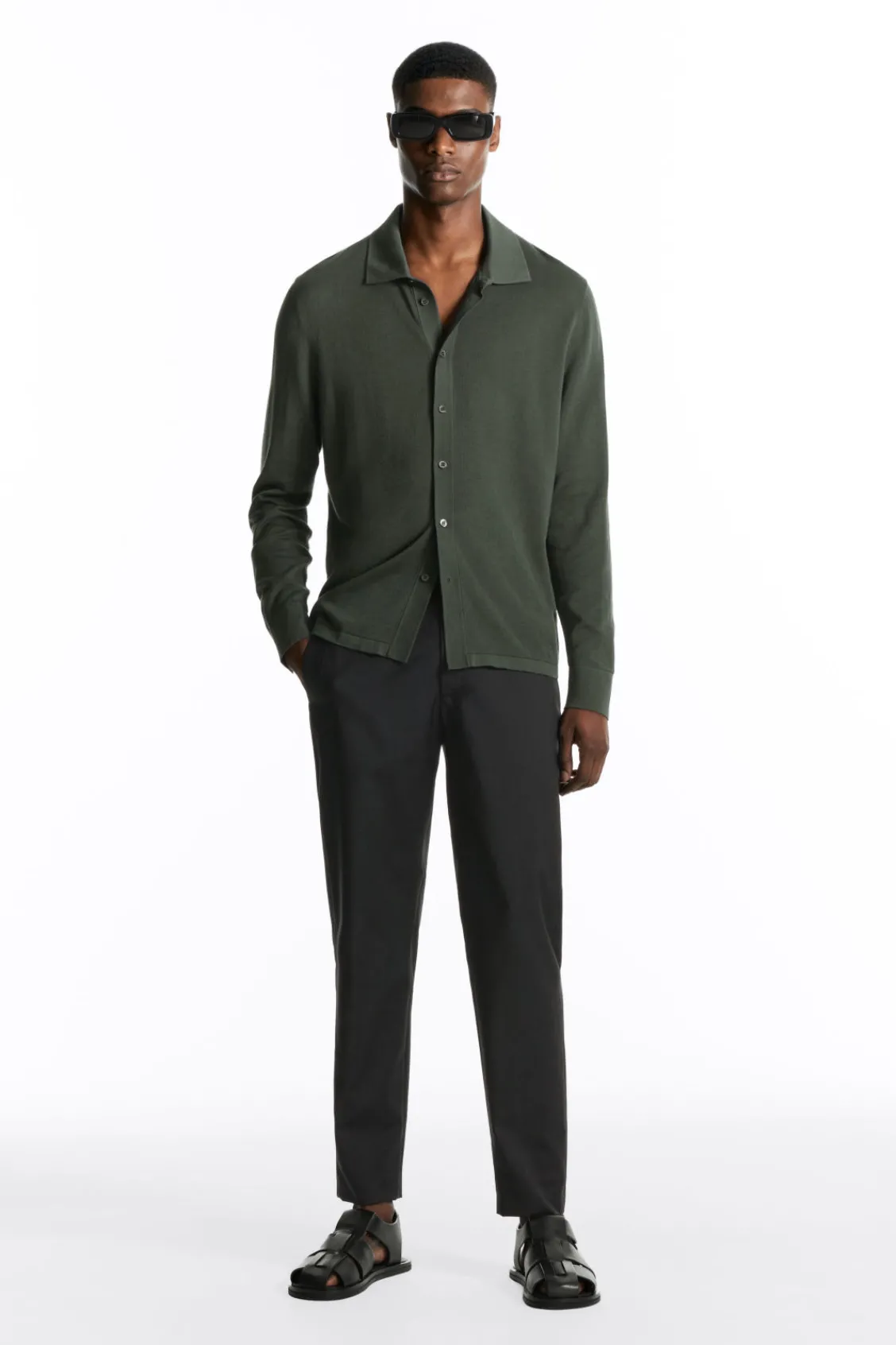 COS REGULAR ELASTICATED WOOL-TWILL TAPERED PANTS- Pants