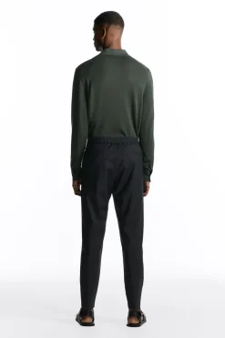 COS REGULAR ELASTICATED WOOL-TWILL TAPERED PANTS- Pants