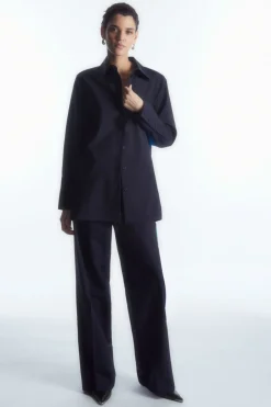 COS REGULAR PAINTED STRAIGHT-LEG WOOL PANTS-Women Pants