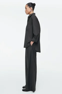 COS REGULAR PINSTRIPED WOOL WIDE-LEG PANTS-Women Vests & Tailoring | Pants