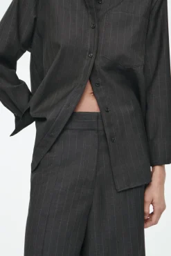 COS REGULAR PINSTRIPED WOOL WIDE-LEG PANTS-Women Vests & Tailoring | Pants