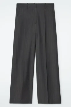 COS REGULAR PINSTRIPED WOOL WIDE-LEG PANTS-Women Vests & Tailoring | Pants