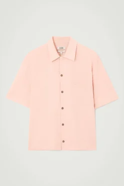 COS REGULAR SEERSUCKER COTTON SHORT-SLEEVED SHIRT- Shirts