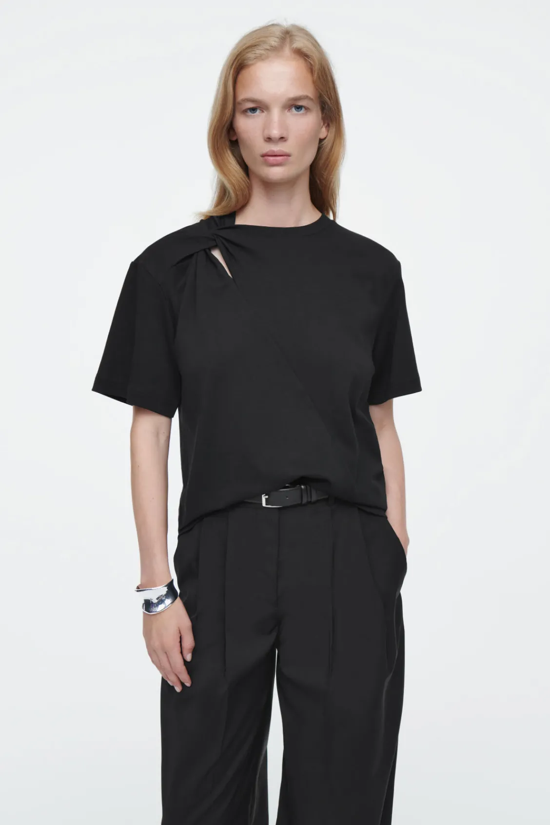 COS REGULAR TWIST-NECK T-SHIRT-Women Tops