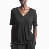 COS REGULAR V-NECK LINEN T-SHIRT-Women T-Shirts | Tops