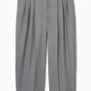 COS REGULAR WOOL BARREL-LEG PANTS-Women Pants