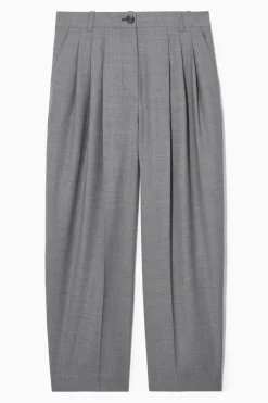 COS REGULAR WOOL BARREL-LEG PANTS-Women Pants