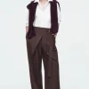 COS RELAXED BELTED WRAP-FRONT WOOL PANTS-Women Pants